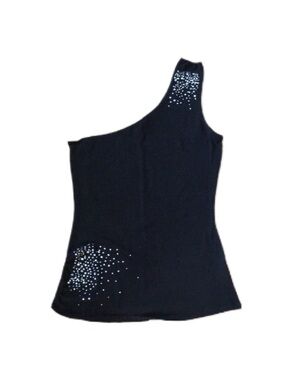 SWS Black One-Shoulder Studded Women's Tank Top